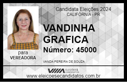 Candidato VANDINHA GRAFICA 2024 - CALIFÓRNIA - Eleições