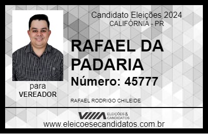 Candidato RAFAEL DA PADARIA 2024 - CALIFÓRNIA - Eleições