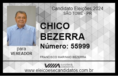 Candidato CHICO BEZERRA 2024 - SÃO TOMÉ - Eleições