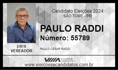 Candidato PAULO RADDI 2024 - SÃO TOMÉ - Eleições