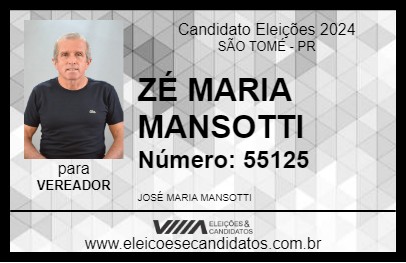 Candidato ZÉ MARIA MANSOTTI 2024 - SÃO TOMÉ - Eleições