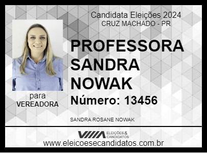 Candidato PROFESSORA SANDRA NOWAK 2024 - CRUZ MACHADO - Eleições