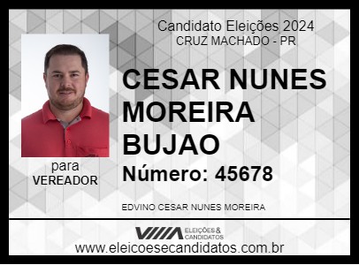 Candidato CESAR NUNES MOREIRA BUJAO 2024 - CRUZ MACHADO - Eleições