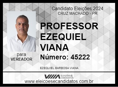 Candidato PROFESSOR EZEQUIEL VIANA 2024 - CRUZ MACHADO - Eleições