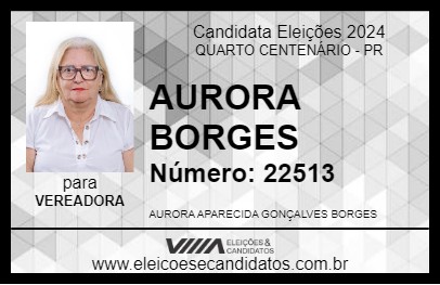 Candidato AURORA BORGES 2024 - QUARTO CENTENÁRIO - Eleições