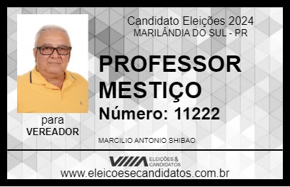 Candidato PROFESSOR MESTIÇO 2024 - MARILÂNDIA DO SUL - Eleições