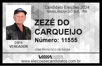 Candidato ZEZÉ DO CARQUEIJO 2024 - MARILÂNDIA DO SUL - Eleições