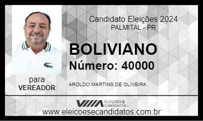 Candidato BOLIVIANO 2024 - PALMITAL - Eleições