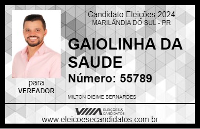 Candidato GAIOLINHA DA SAUDE 2024 - MARILÂNDIA DO SUL - Eleições