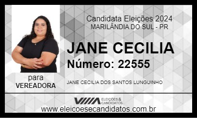 Candidato JANE CECILIA 2024 - MARILÂNDIA DO SUL - Eleições