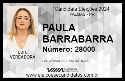 Candidato PAULA BARRABARRA 2024 - PALMAS - Eleições