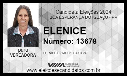 Candidato ELENICE 2024 - BOA ESPERANÇA DO IGUAÇU - Eleições