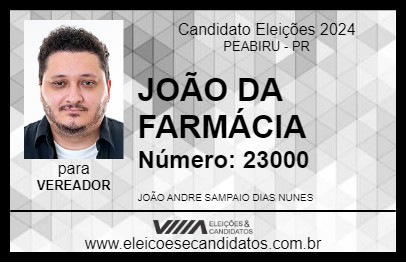 Candidato JOÃO DA FARMÁCIA 2024 - PEABIRU - Eleições