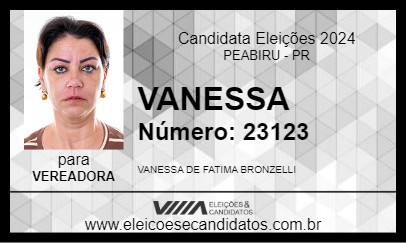 Candidato VANESSA 2024 - PEABIRU - Eleições