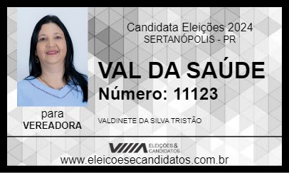 Candidato VAL DA SAÚDE 2024 - SERTANÓPOLIS - Eleições