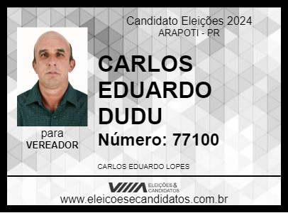 Candidato CARLOS EDUARDO DUDU 2024 - ARAPOTI - Eleições