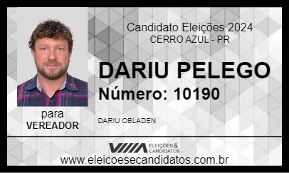 Candidato DARIU PELEGO 2024 - CERRO AZUL - Eleições