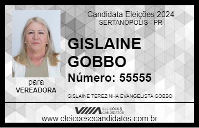 Candidato GISLAINE GOBBO 2024 - SERTANÓPOLIS - Eleições