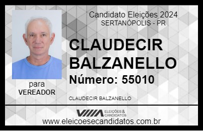 Candidato CLAUDECIR BALZANELLO 2024 - SERTANÓPOLIS - Eleições