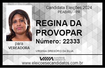 Candidato REGINA DA PROVOPAR 2024 - PEABIRU - Eleições