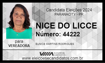 Candidato NICE DO LICCE 2024 - PARANACITY - Eleições