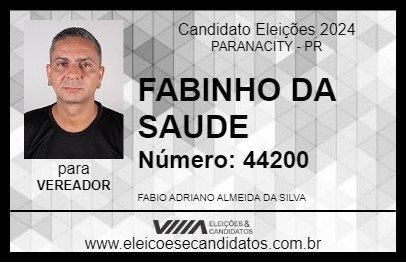 Candidato FABINHO DA SAUDE 2024 - PARANACITY - Eleições