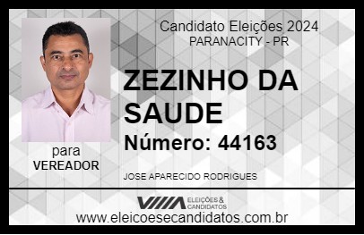 Candidato ZEZINHO DA SAUDE 2024 - PARANACITY - Eleições