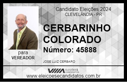 Candidato CERBARINHO COLORADO 2024 - CLEVELÂNDIA - Eleições