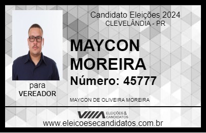 Candidato MAYCON MOREIRA 2024 - CLEVELÂNDIA - Eleições