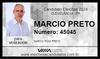 Candidato MARCIO PRETO 2024 - CLEVELÂNDIA - Eleições