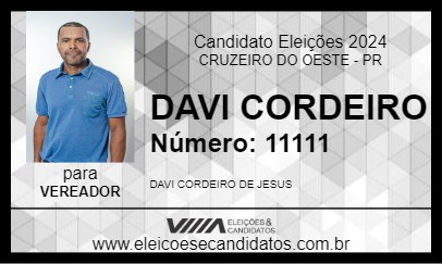 Candidato DAVI CORDEIRO 2024 - CRUZEIRO DO OESTE - Eleições