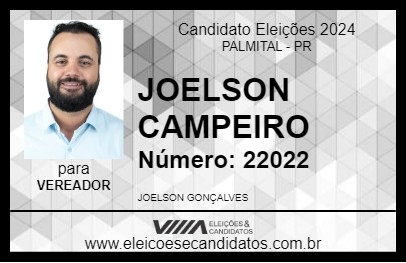 Candidato JOELSON CAMPEIRO 2024 - PALMITAL - Eleições