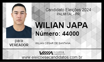 Candidato WILIAN JAPA 2024 - PALMITAL - Eleições