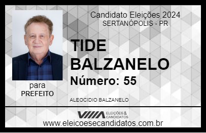 Candidato TIDE BALZANELO 2024 - SERTANÓPOLIS - Eleições