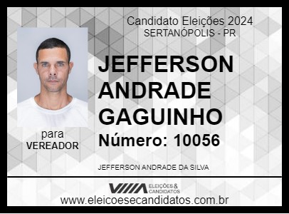 Candidato JEFFERSON ANDRADE GAGUINHO 2024 - SERTANÓPOLIS - Eleições