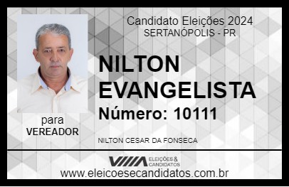 Candidato NILTON EVANGELISTA 2024 - SERTANÓPOLIS - Eleições