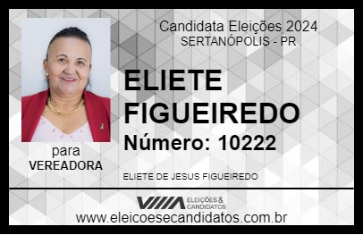 Candidato ELIETE FIGUEIREDO 2024 - SERTANÓPOLIS - Eleições