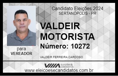 Candidato VALDEIR MOTORISTA 2024 - SERTANÓPOLIS - Eleições