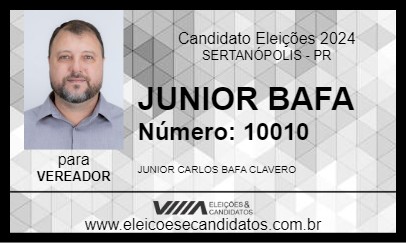 Candidato JUNIOR BAFA 2024 - SERTANÓPOLIS - Eleições