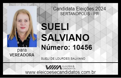 Candidato SUELI SALVIANO 2024 - SERTANÓPOLIS - Eleições