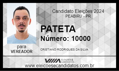 Candidato PATETA 2024 - PEABIRU - Eleições