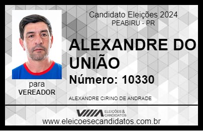 Candidato ALEXANDRE DO UNIÃO 2024 - PEABIRU - Eleições