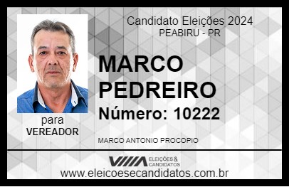 Candidato MARCO PEDREIRO 2024 - PEABIRU - Eleições