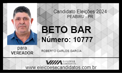 Candidato BETO BAR 2024 - PEABIRU - Eleições