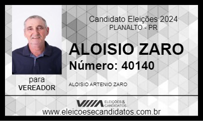 Candidato ALOISIO ZARO 2024 - PLANALTO - Eleições