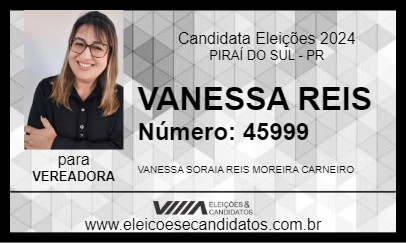 Candidato VANESSA REIS 2024 - PIRAÍ DO SUL - Eleições