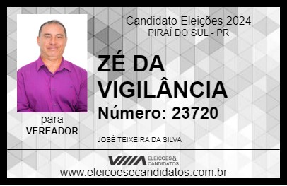 Candidato ZÉ DA VIGILÂNCIA 2024 - PIRAÍ DO SUL - Eleições