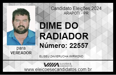 Candidato DIME DO RADIADOR 2024 - ARAPOTI - Eleições