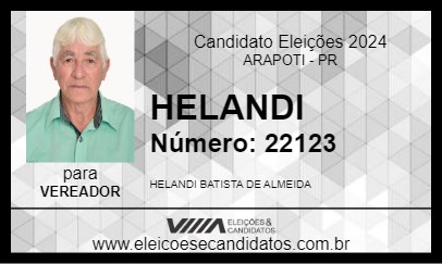 Candidato HELANDI 2024 - ARAPOTI - Eleições