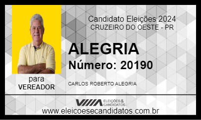 Candidato ALEGRIA 2024 - CRUZEIRO DO OESTE - Eleições